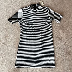 NWT black and white striped mock neck dress